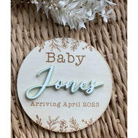 3D Pregnancy Announcement Disc - Floral - Fauve + Co