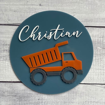 Acrylic Tipper Truck Wall Plaque 20cm - Fauve + Co