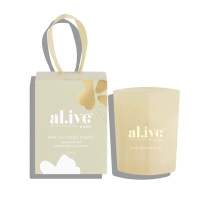 al.ive Mini Soy Candle Bauble - Golden Wattle & Citrus - Fauve + Co