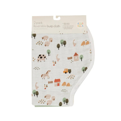 All4Ella Organic Burp Cloth 2pk - Country Farm - Fauve + Co