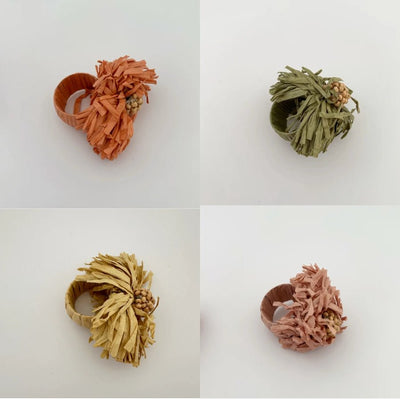 Flora Raffia Napkin Rings Multi - Fauve + Co