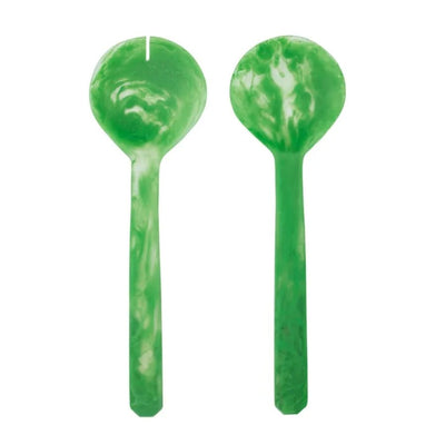 Kip S/2 Resin Salad Server Emerald - Fauve + Co