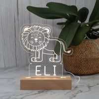 Lion Acrylic Night Light - Square Base - Fauve + Co