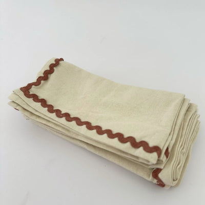 Orla Cotton Napkins Set/4 - Ivory/Russet - Fauve + Co