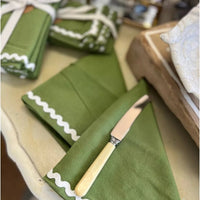 Orla Cotton Napkins Set/4 - Olive/Ivory - Fauve + Co