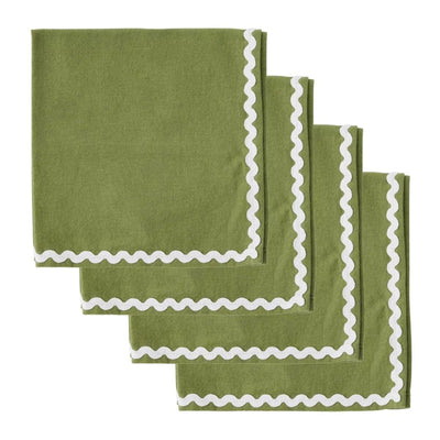 Orla Cotton Napkins Set/4 - Olive/Ivory - Fauve + Co