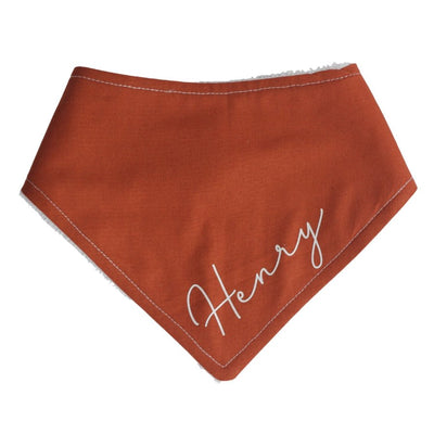 Personalised Burnt Sienna Bandana Bib - Fauve + Co