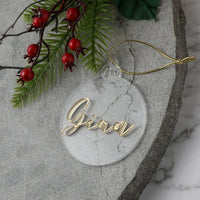 Personalised Christmas Clear Acrylic Ornament - Bauble - Fauve + Co