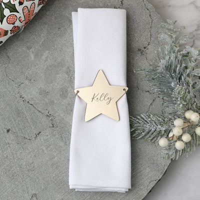 Personalised Christmas Gold Star Napkin Tie - Fauve + Co