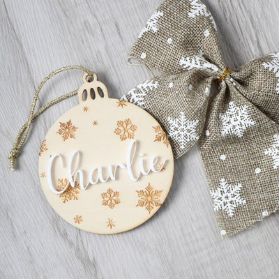 Personalised Christmas Ply Ornament - Acrylic Name - Fauve + Co