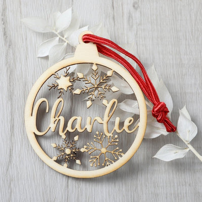 Personalised Christmas Ply Ornament - Snowflakes - Fauve + Co