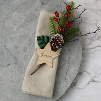 Personalised Christmas Wooden Star Napkin Tie - Fauve + Co