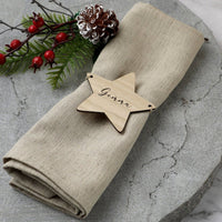 Personalised Christmas Wooden Star Napkin Tie - Fauve + Co