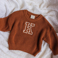 Personalised Chunky Knit Baby Jumper Clay - Fauve + Co