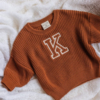 Personalised Chunky Knit Baby Jumper Clay - Fauve + Co