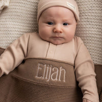 Personalised Cotton Knit Baby Blanket Mocha - Fauve + Co