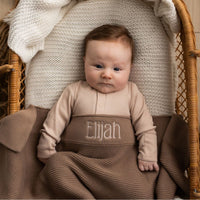 Personalised Cotton Knit Baby Blanket Mocha - Fauve + Co