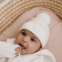 Personalised Cotton Knitted Beanie Cream - Fauve + Co