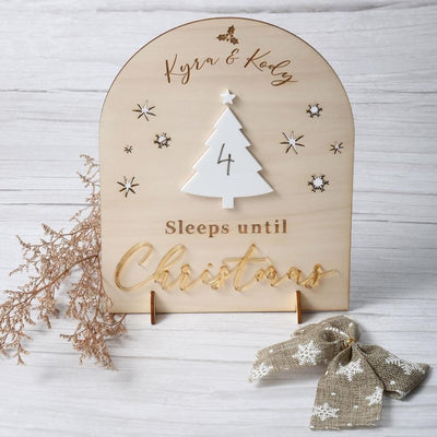 Personalised Countdown to Christmas Sign - Acrylic Tree - Fauve + Co