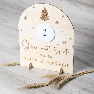 Personalised Countdown to Christmas Sign - Engraved Tree - Fauve + Co