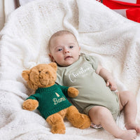 Personalised Cuddles Christmas Teddy Bear - Tawny/Green - Fauve + Co