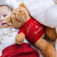 Personalised Cuddles Christmas Teddy Bear - Tawny/Red - Fauve + Co