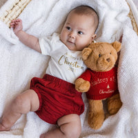 Personalised Cuddles Christmas Teddy Bear - Tawny/Red - Fauve + Co