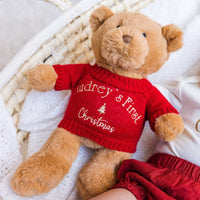 Personalised Cuddles Christmas Teddy Bear - Tawny/Red - Fauve + Co