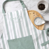 Personalised French Stripe Cotton Apron Sage - Fauve + Co