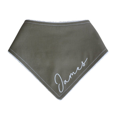 Personalised Light Olive Bandana Bib - Fauve + Co