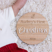 Personalised My First Christmas Disc - Wood/Acrylic - Fauve + Co