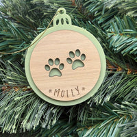 Personalised Pet Christmas Acrylic Ornament - Paw Print - Fauve + Co