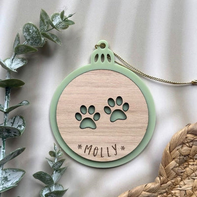 Personalised Pet Christmas Acrylic Ornament - Paw Print - Fauve + Co