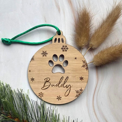 Personalised Pet Christmas Wooden Ornament - Paw Print - Fauve + Co