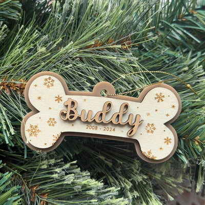 Personalised Pet Memorial Ornament - Dog Bone - Fauve + Co