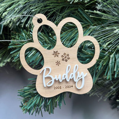 Personalised Pet Memorial Ornament - Paw Cut Out - Fauve + Co