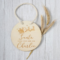 Personalised Santa Stop Here Reindeer Wall Hanger - Fauve + Co