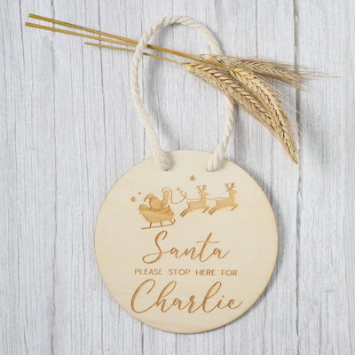 Personalised Santa Stop Here Reindeer Wall Hanger - Fauve + Co