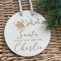 Personalised Santa Stop Here Reindeer Wall Hanger - Fauve + Co