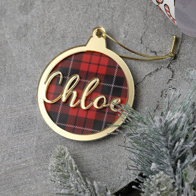 Personalised Tartan Elegance Christmas Ornament - Fauve + Co