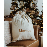 Personalised Velvet Christmas Sack - Cream - Fauve + Co