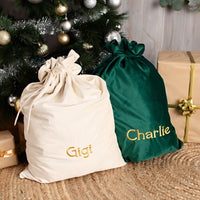 Personalised Velvet Christmas Sack - Cream - Fauve + Co