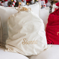 Personalised Velvet Christmas Sack - Cream - Fauve + Co