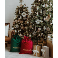 Personalised Velvet Christmas Sack - Green - Fauve + Co