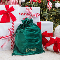 Personalised Velvet Christmas Sack - Green - Fauve + Co