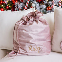 Personalised Velvet Christmas Sack - Pink - Fauve + Co