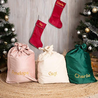 Personalised Velvet Christmas Sack - Pink - Fauve + Co