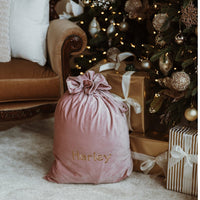 Personalised Velvet Christmas Sack - Pink - Fauve + Co