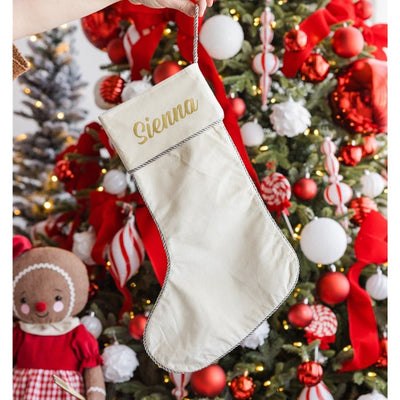 Personalised Velvet Christmas Stocking - Cream - Fauve + Co