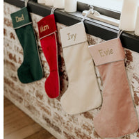 Personalised Velvet Christmas Stocking - Cream - Fauve + Co